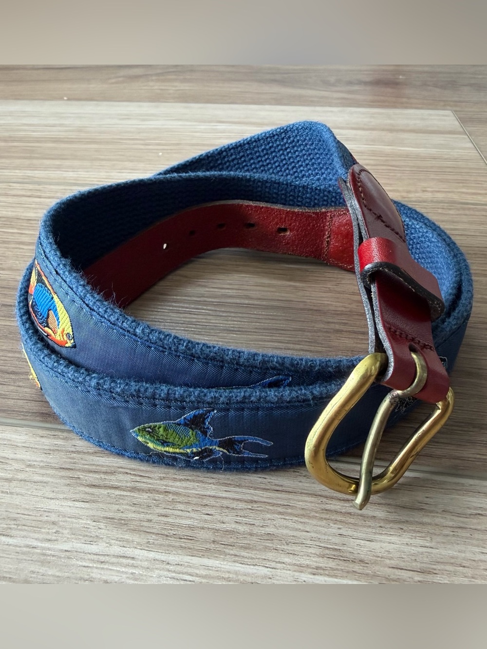 Leather Man Limited Navy Blue Fish Belt size 44